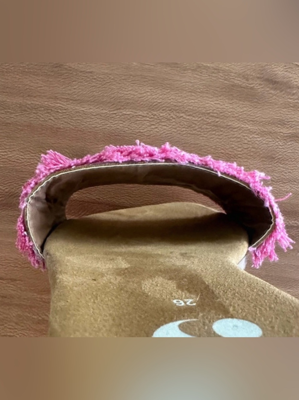 Pink Fringe Slide Sandals Boho Women | Size: 8 - Picture 6 of 11